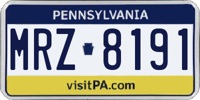 PA license plate MRZ8191