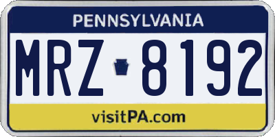 PA license plate MRZ8192