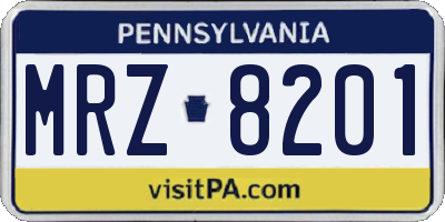 PA license plate MRZ8201