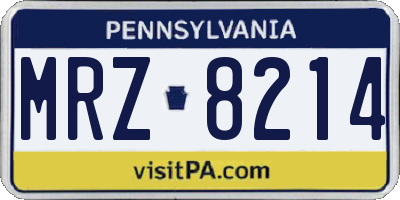 PA license plate MRZ8214