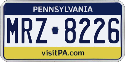 PA license plate MRZ8226
