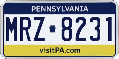 PA license plate MRZ8231