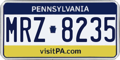 PA license plate MRZ8235