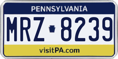 PA license plate MRZ8239
