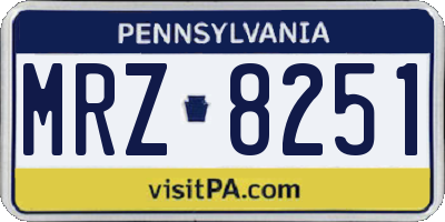 PA license plate MRZ8251