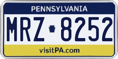 PA license plate MRZ8252