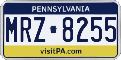 PA license plate MRZ8255