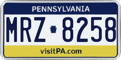 PA license plate MRZ8258