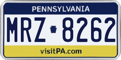 PA license plate MRZ8262