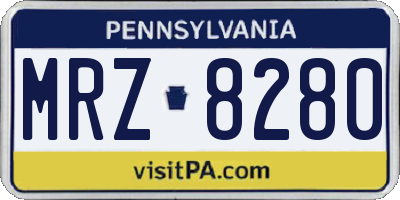 PA license plate MRZ8280