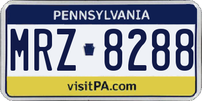 PA license plate MRZ8288