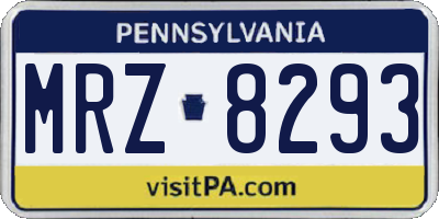 PA license plate MRZ8293