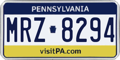PA license plate MRZ8294