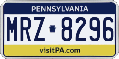 PA license plate MRZ8296