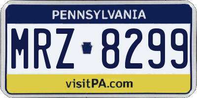 PA license plate MRZ8299