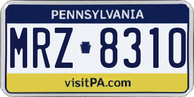 PA license plate MRZ8310