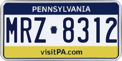 PA license plate MRZ8312