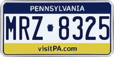 PA license plate MRZ8325