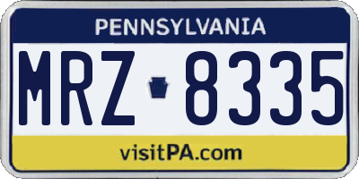 PA license plate MRZ8335
