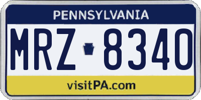 PA license plate MRZ8340