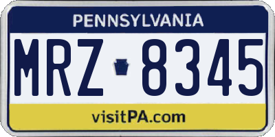 PA license plate MRZ8345