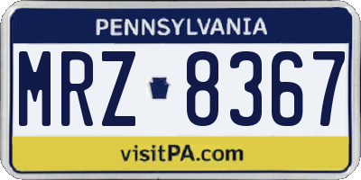 PA license plate MRZ8367
