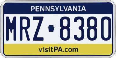 PA license plate MRZ8380