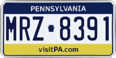 PA license plate MRZ8391