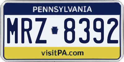 PA license plate MRZ8392