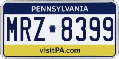 PA license plate MRZ8399