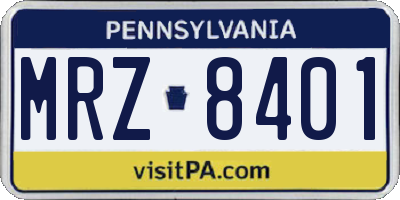 PA license plate MRZ8401