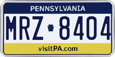 PA license plate MRZ8404