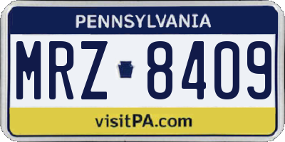 PA license plate MRZ8409