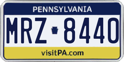 PA license plate MRZ8440