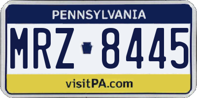 PA license plate MRZ8445