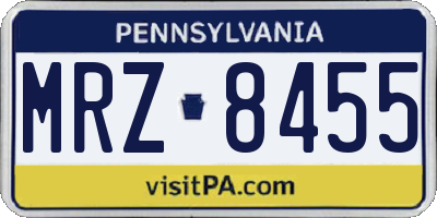 PA license plate MRZ8455