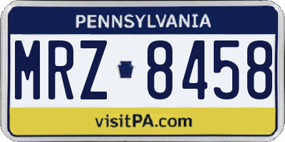 PA license plate MRZ8458