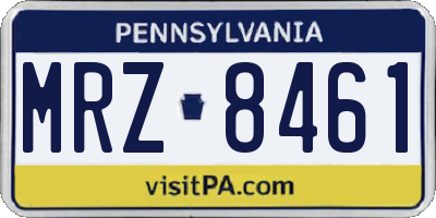 PA license plate MRZ8461