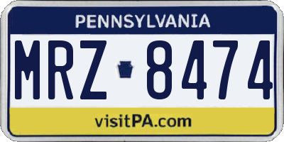 PA license plate MRZ8474