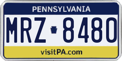 PA license plate MRZ8480