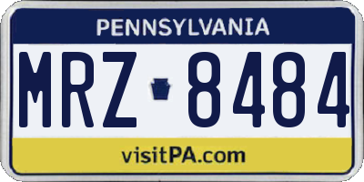 PA license plate MRZ8484