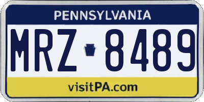 PA license plate MRZ8489