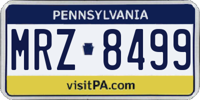 PA license plate MRZ8499