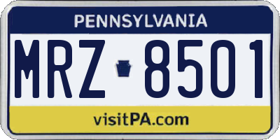 PA license plate MRZ8501