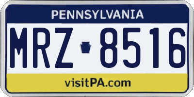 PA license plate MRZ8516