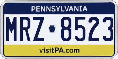 PA license plate MRZ8523