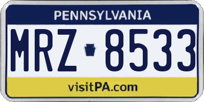 PA license plate MRZ8533