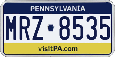 PA license plate MRZ8535