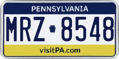 PA license plate MRZ8548