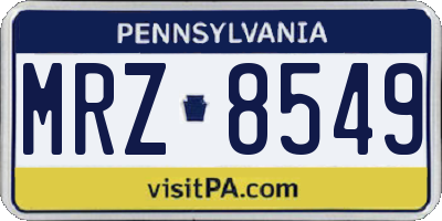PA license plate MRZ8549